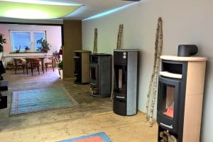 Ausstellungsraum Drooff Kaminöfen Speckstein Sandstein Keramik